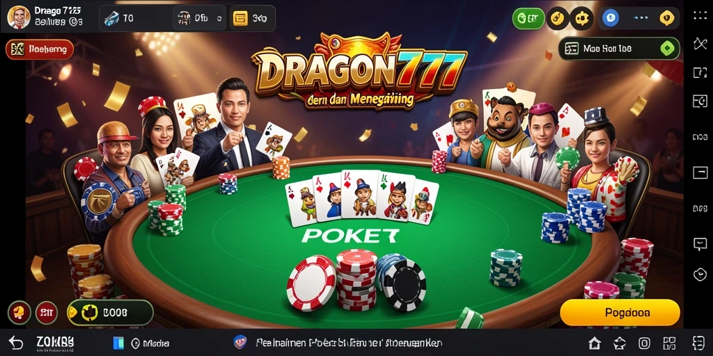 Screenshot antarmuka permainan Poker di DRAGON777 yang menarik dan interaktif.