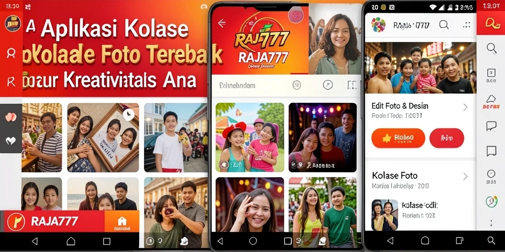 Tampilan antarmuka aplikasi RAJA777 untuk kolase foto yang menarik.